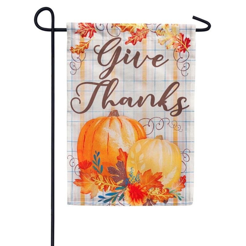 Plaid Pumpkin Greetings Garden Flag